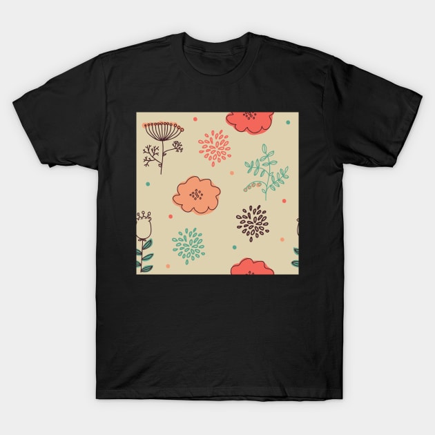 Elegance Seamless pattern with flowers, vector floral illustration in vintage style T-Shirt by Olga Berlet